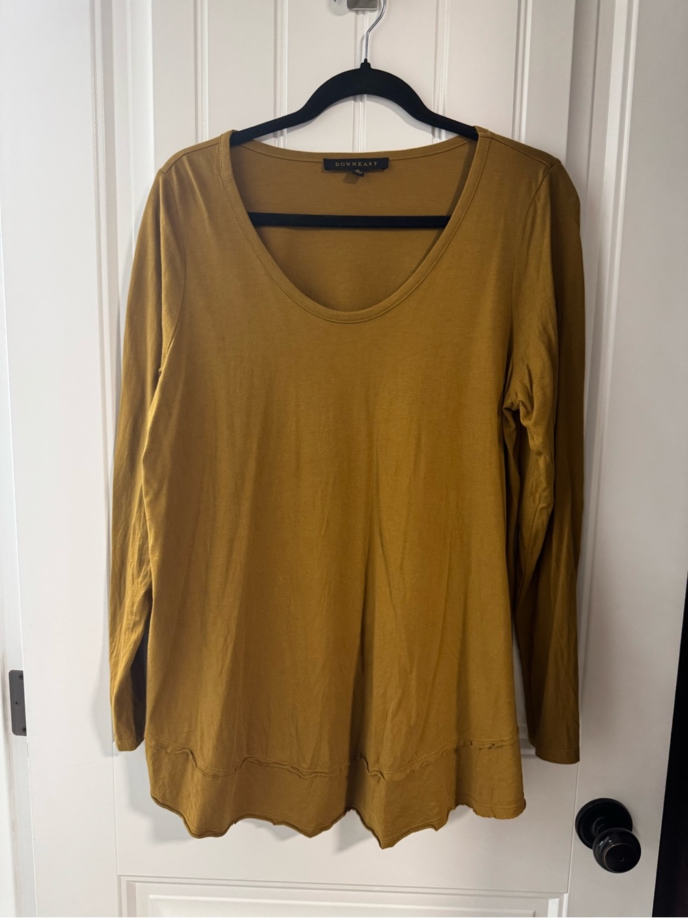 DownEast Mustard Long-Sleeve Scoop Neck Top